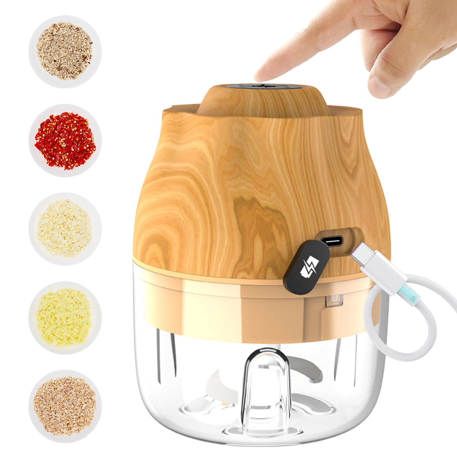 

250ml Mini USB Wireless Electric Garlic Masher Press Mincer Vegetable Chili Meat Grinder Food Chopper Kitchen Tools