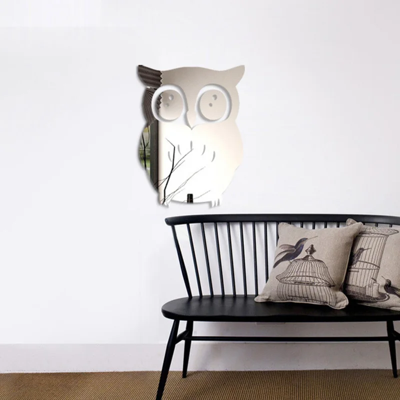 

Зеркальная Наклейка, Современная зеркальная 3D акриловая настенная наклейка, сова «сделай сам», Настенная Наклейка, украшение для домашней ...