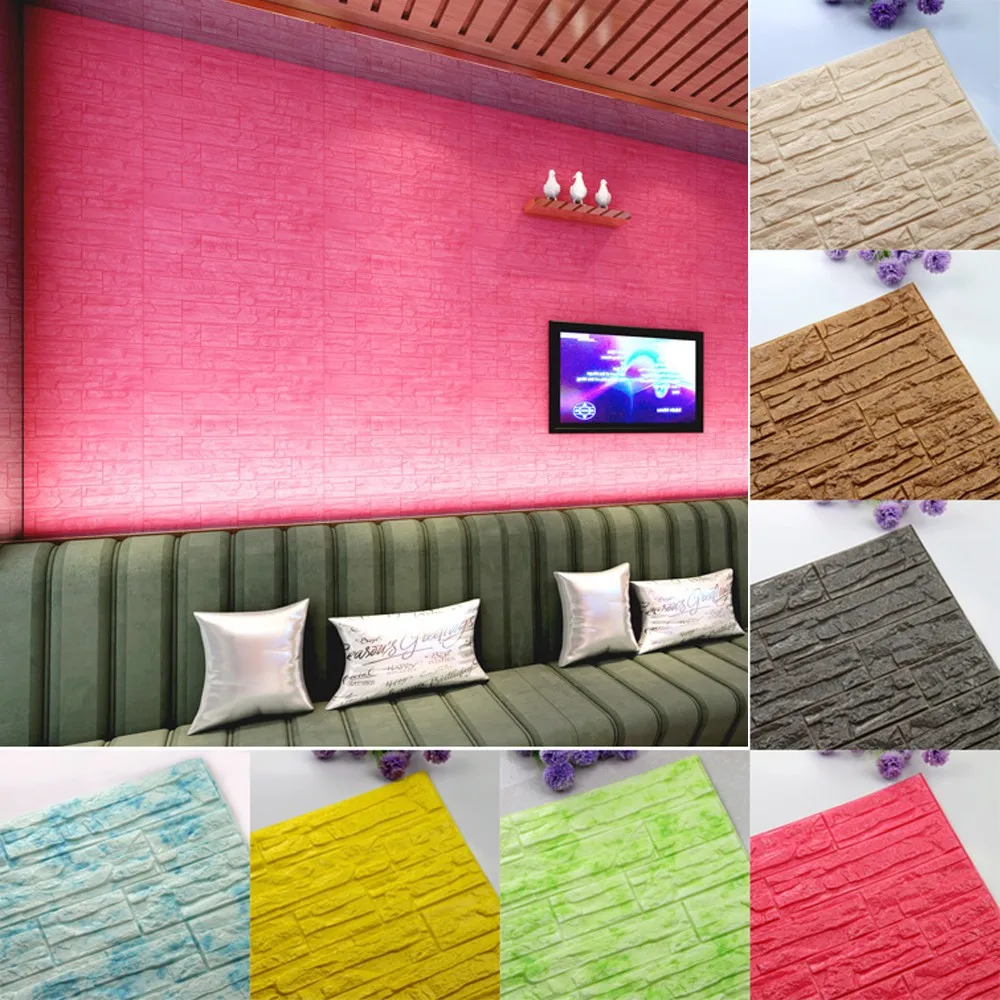 

Home Wall Decor 3D Stereo Wall Stickers Waterproof Living Room Bedroom Wall Covering Self-adhesive Simulation Brick Wallpaper