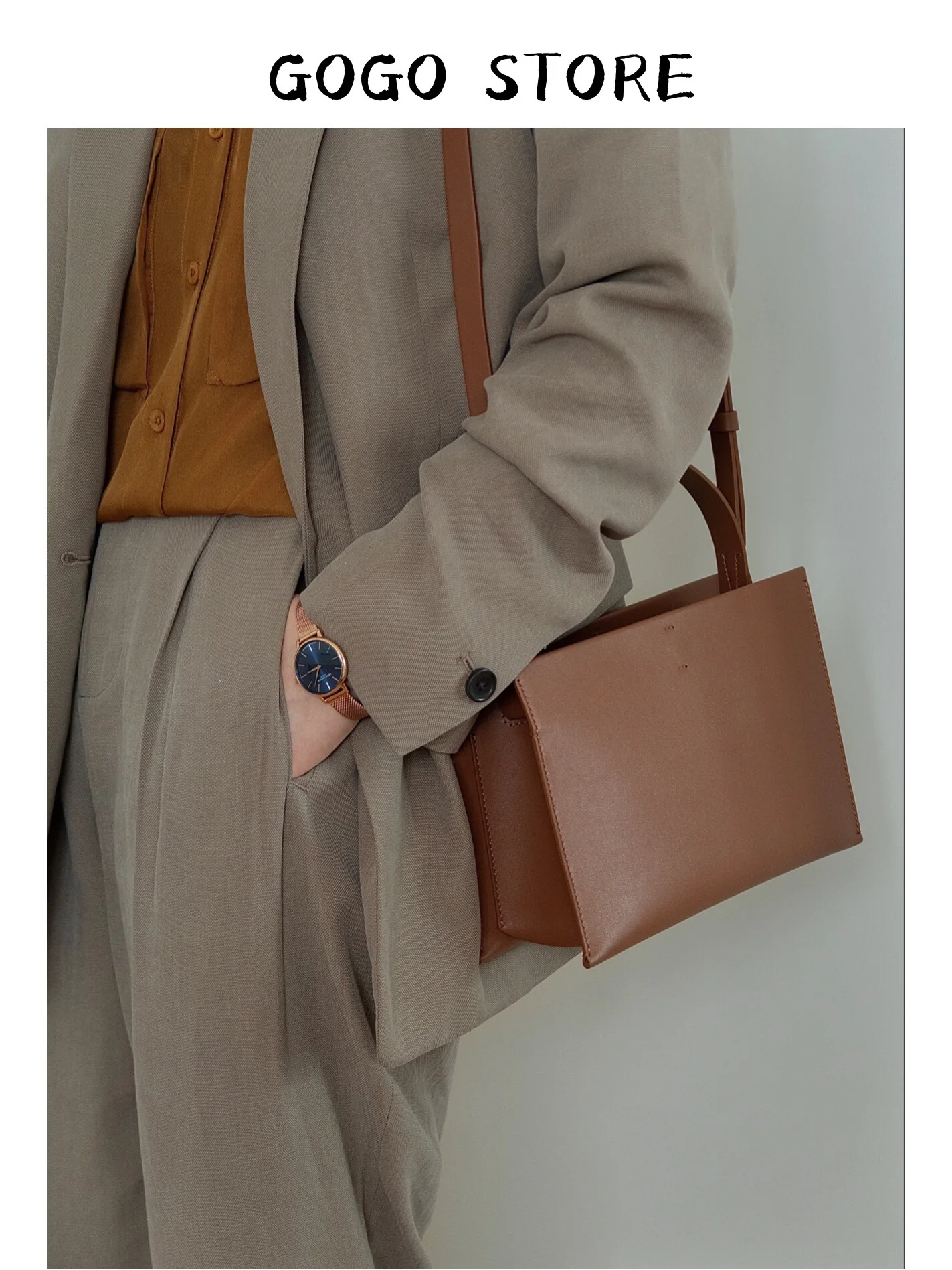 

2022 new small bag summer new lunch box Italian leather satchel