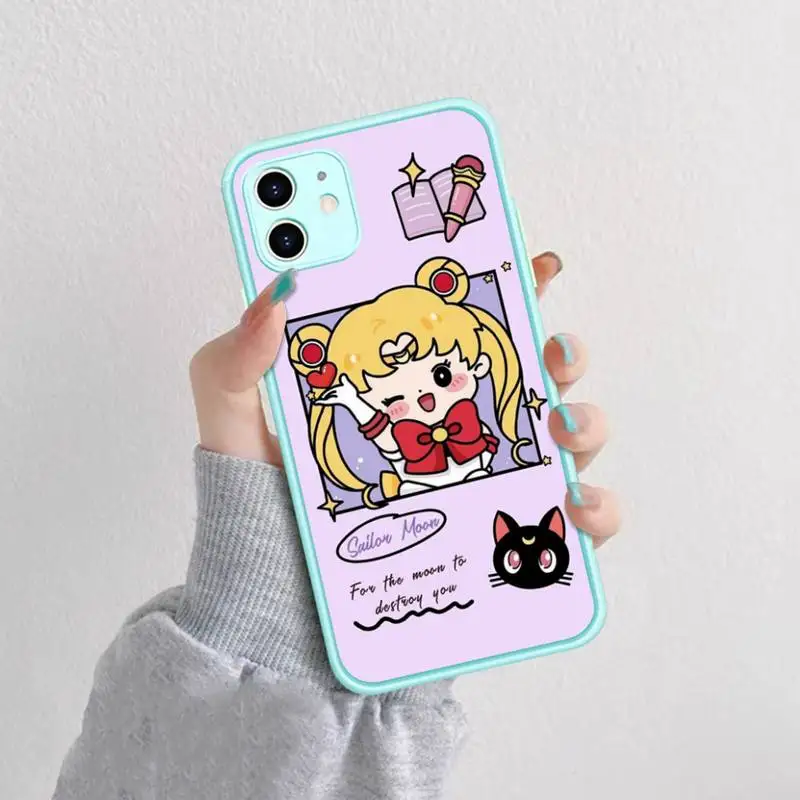 S-Sailor-moonS Phone Case for iPhone 14 11 12 13 Mini Pro Max 8 7 Plus X XR XS MAX Translucent Matte Cover