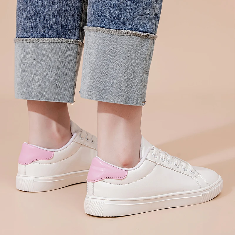 Fashion Shoes Women's Vulcanize Shoes Spring New Casual Classic Solid Color PU Leather Shoes Women Casual White Shoes Sneakers