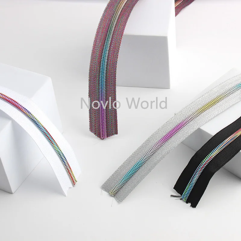 30-100 Yards 32mm Rainbow 4 Colors Nylon Zipper Roll for Sewing Colorful Long Zippers Coil Bag Accessories DIY Clothing Pants
