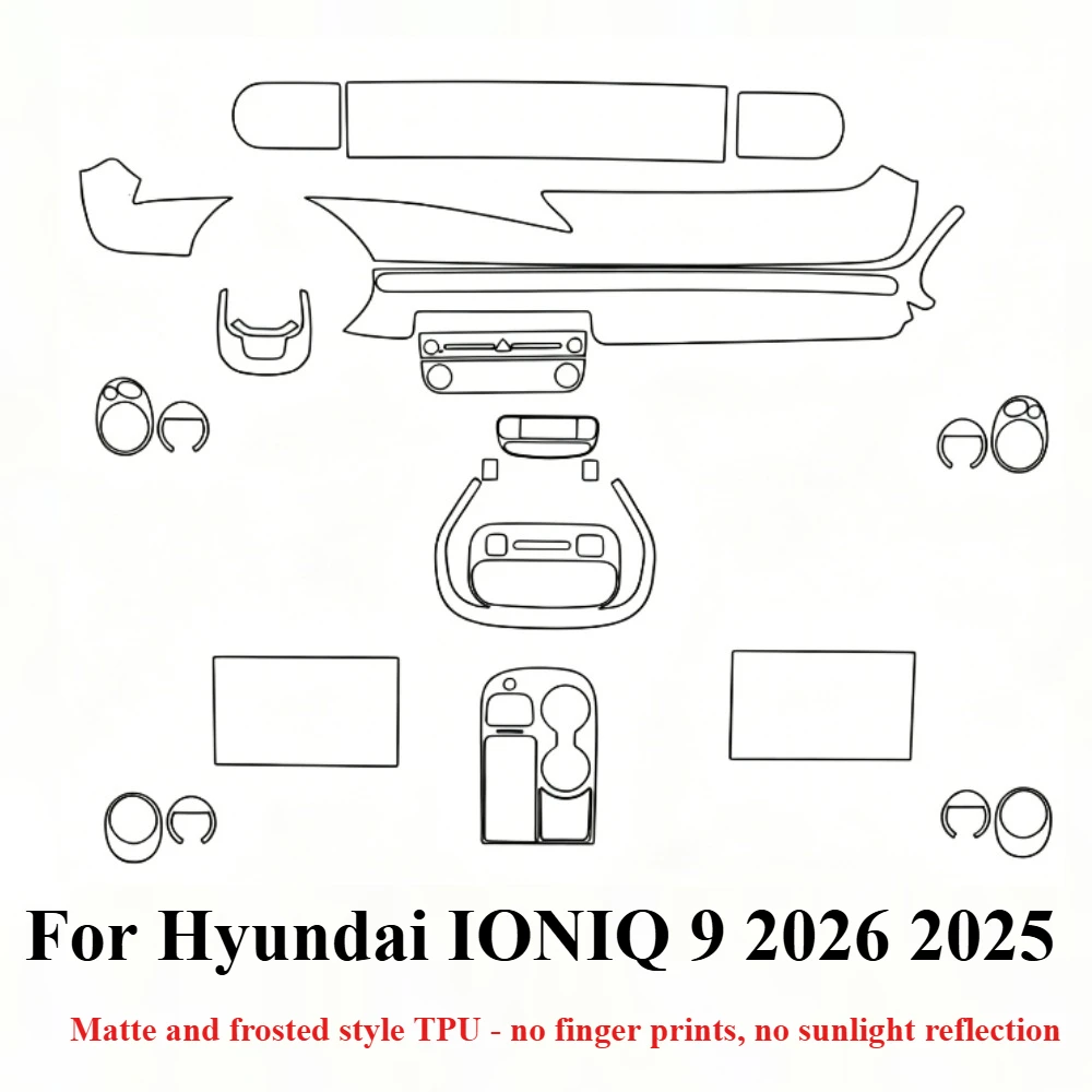 Фото Защитная пленка PPF для Hyundai IONIQ 9 2026 2025, прозрачная, из ТПУ, для ЖК-дисплея, GPS-навигации, панели переключателей, центральной консоли, автомобильные аксессуары №3