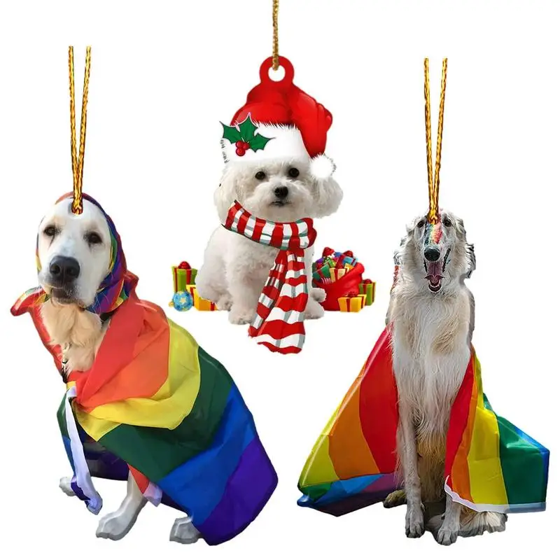 Christmas Pendant Decoration Flat Christmas Dog Pendant Decor Funny Dog Christmas Crafts Supplies Embellishments For Holiday Par