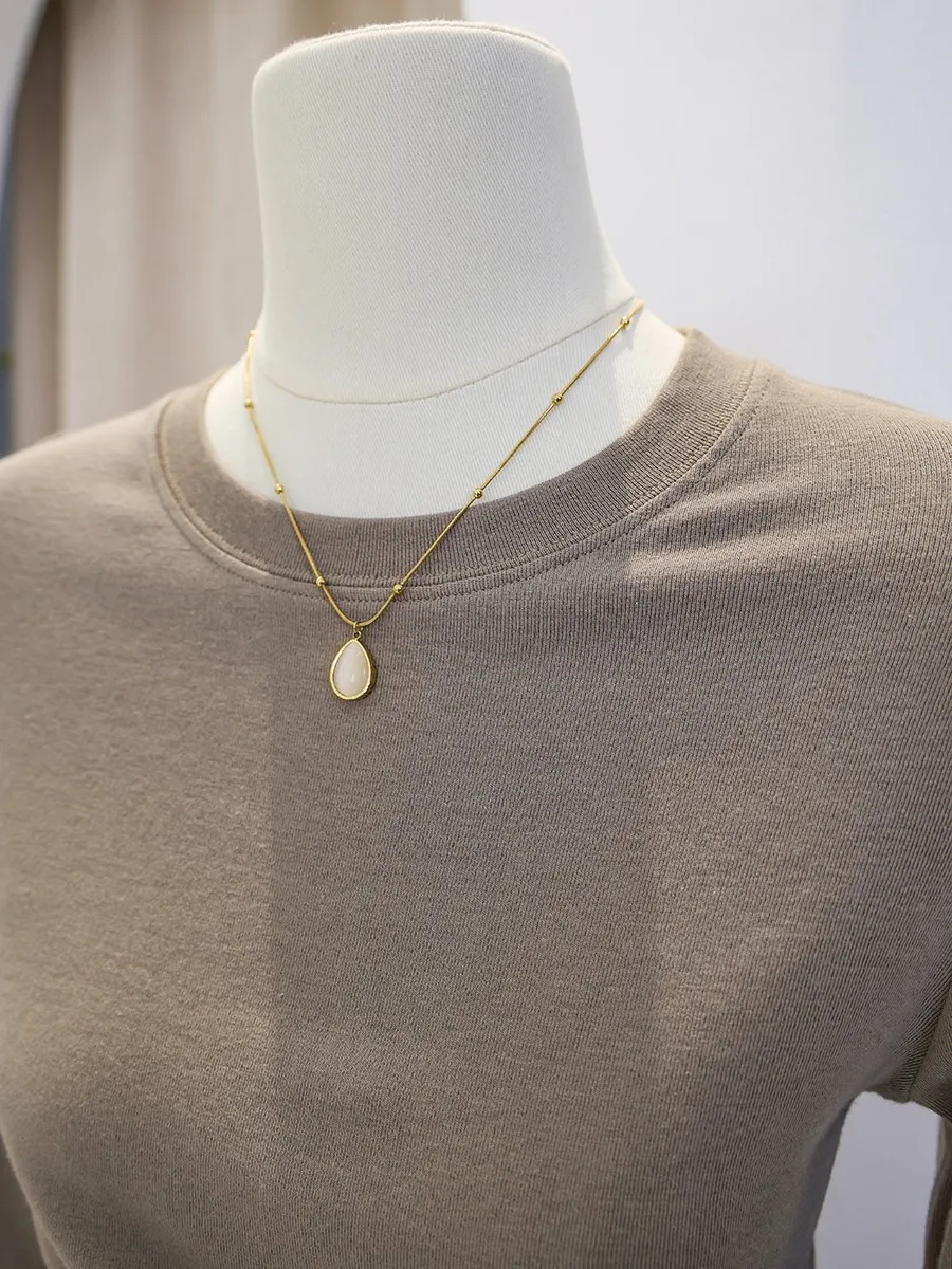 Однотонная футболка с длинными рукавами и плечами женская нижняя рубашка осень