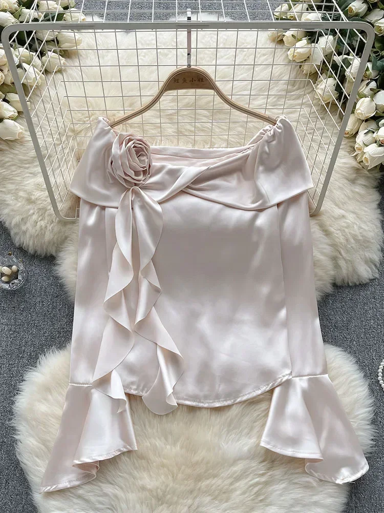 Женская Весенняя блузка атласная рубашка с изысканным темпераментным