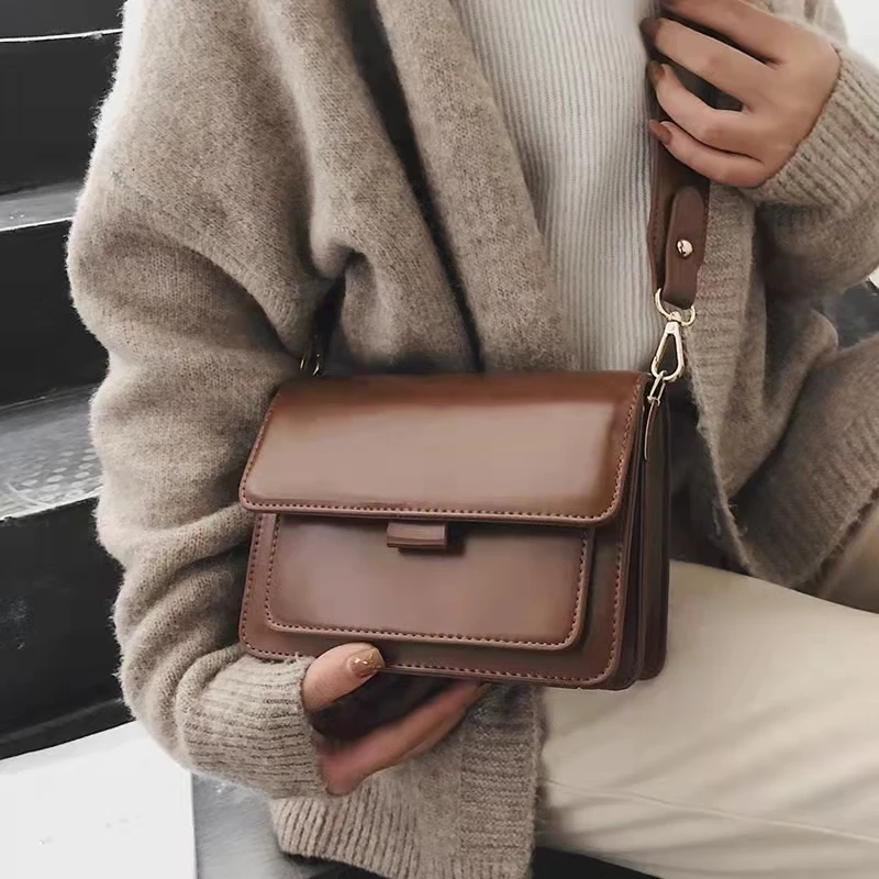 Fashion Women Square Crossbody Bag Solid Color Single-shoulder Bags Casual Female Messenger Handbag Lady Adjustable Strap Bolsos