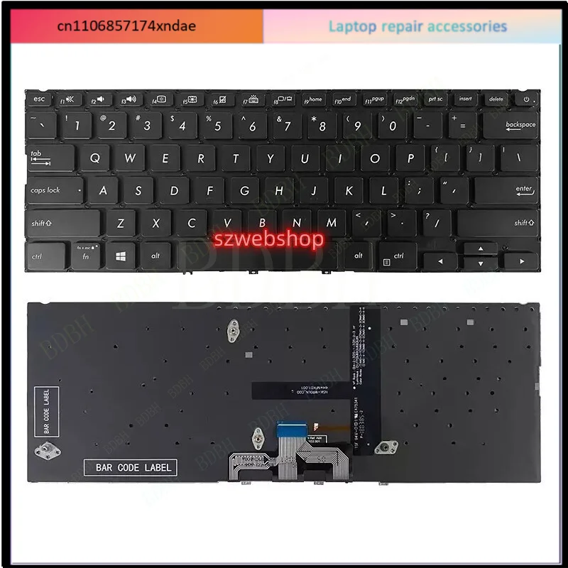 Клавиатура с подсветкой US черного цвета для ASUS Zenbook UX433 UX433F U4300F UM433 Deluxe14 (art.: 3920d8a264c80) - 3920d8a264c80
