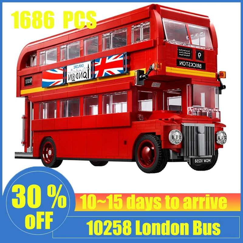 

IN STOCK Double Decker Bus Designed By London Bus 1686PCS Building Blocks Bricks Toys Kit Model 10258 21045 1266 Birthday Gifts