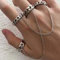 2pcsset silver vintage punk chain rings for men women couple rings set paired stranger pendant ring fashion jewelry gifts