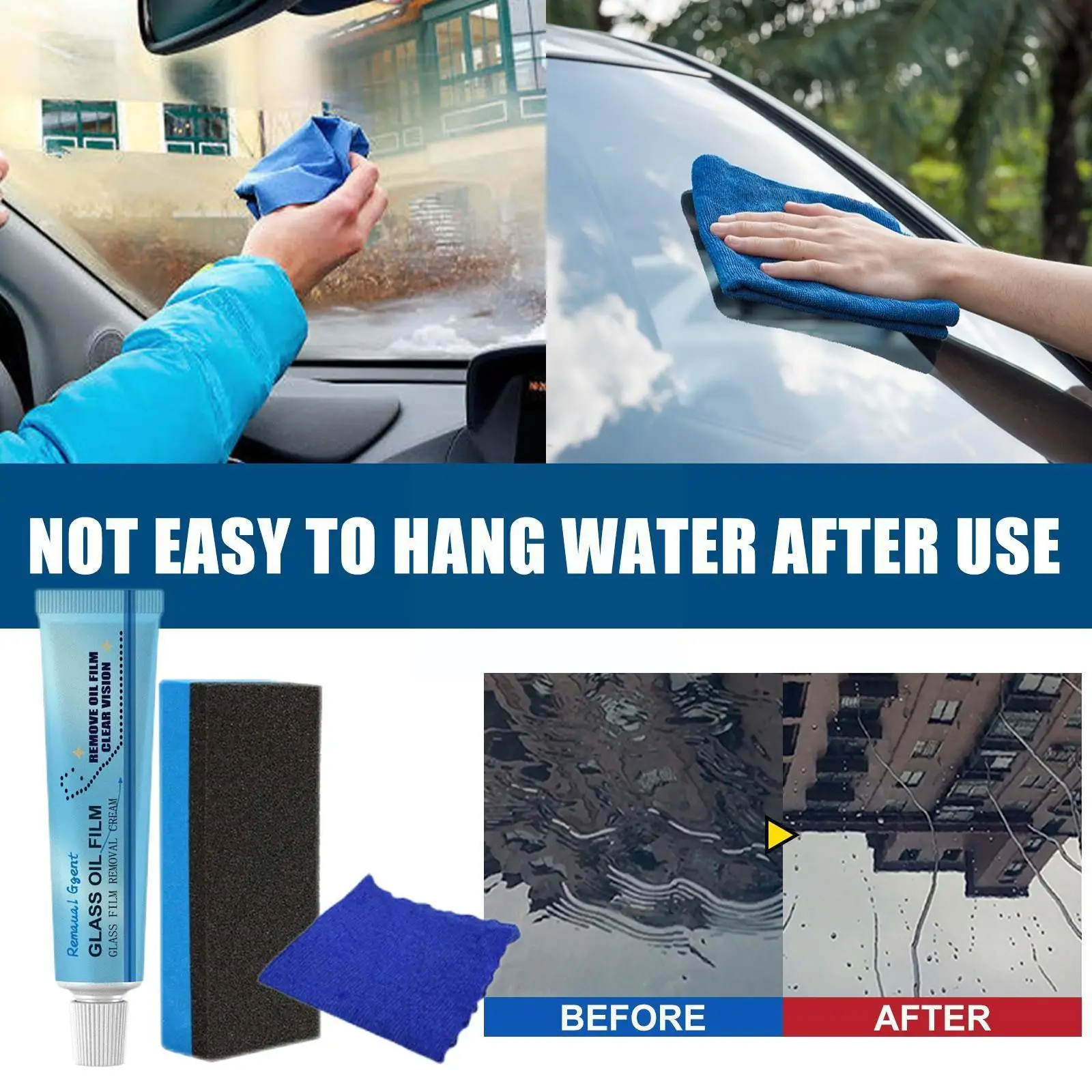 

Car Window Oil Film Cleaner Oil Remover Car Glass Oil Oil Stain Stains Clean Cleaner Sponge With Protect Auto Windshie N5s1