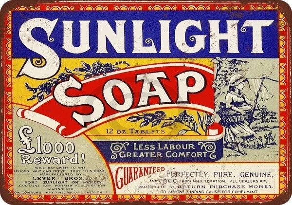 

Новинка 1921, Репродукция мыла от солнечного света, металлический знак
