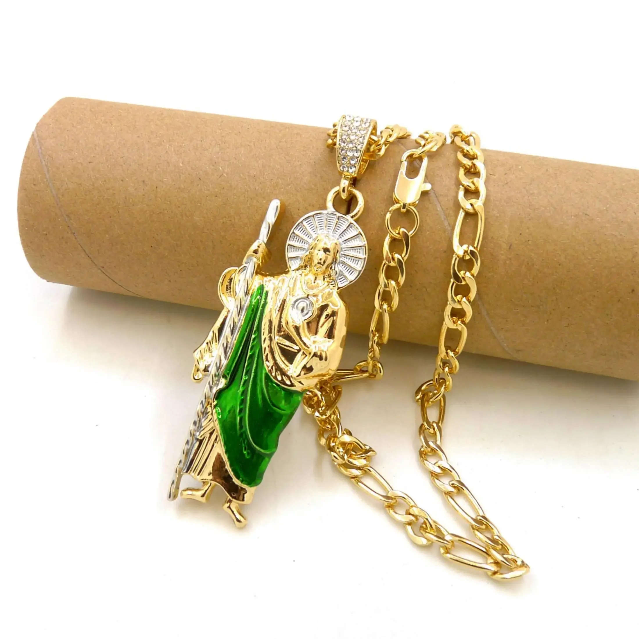 Ожерелье San Judas с позолоченной подвеской в стиле Фигаро 14 к