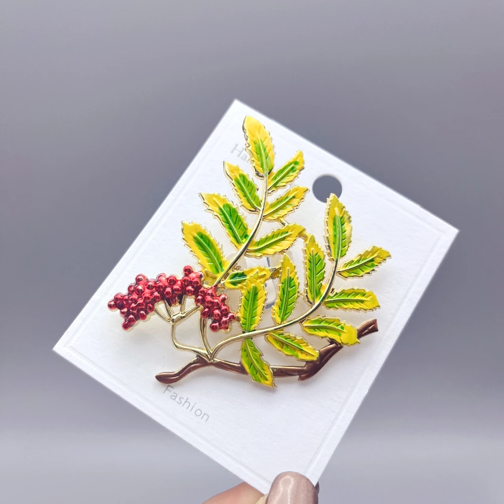 Прекрасные эмалированные листья броши с фруктами для женщин и мужчин 5 дизайнов