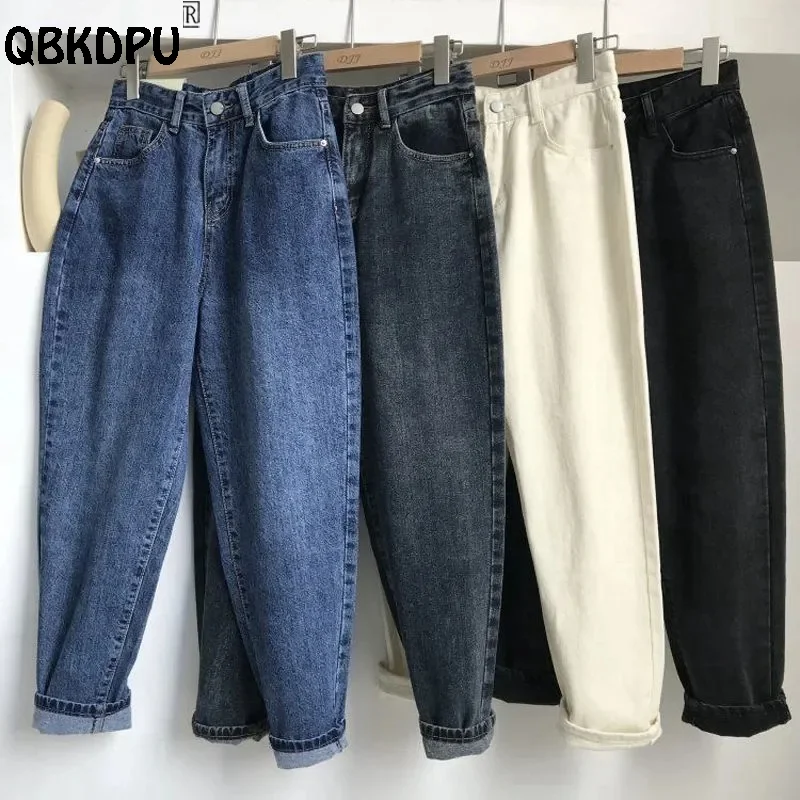 

Solid Color Classic Harem Jeans Women High Waist Loose Casual Denim Pants Washed 2022 New Streetwear Ankle Length Baggy Jeans