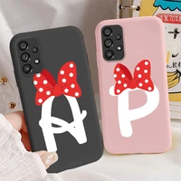case for samsung galaxy a53 a52 a52s shockproof bumper funda pink bow letters alphabet soft phone cover for samsung a53 a 53