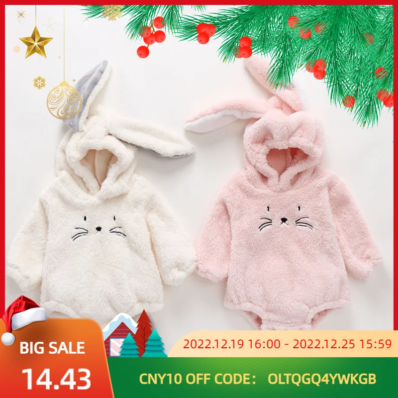 Children's Clothing From 0 To 2 Years Autumn And Winter Jumpsuit Kids Baby Thick Crawling Suit Long Sleeve Hooded Cute Onesie