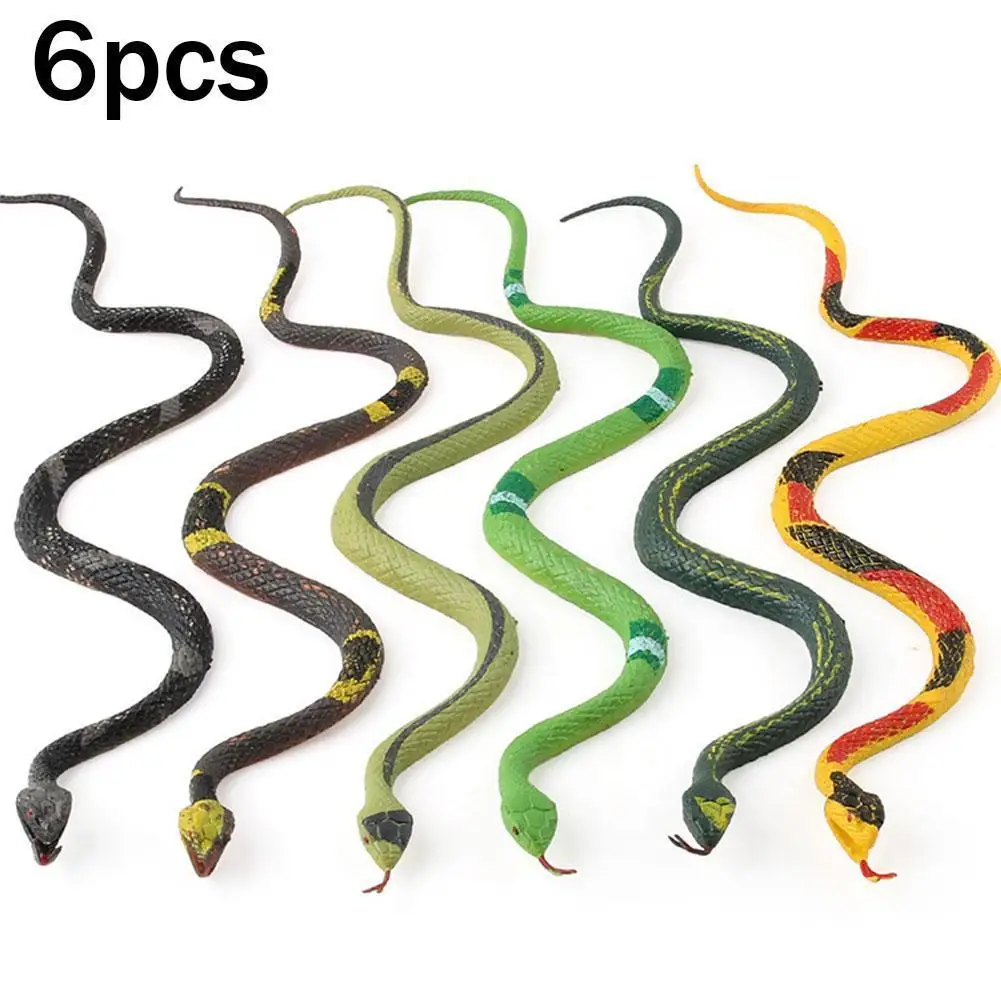 

6pcs Realistic Plastic Tricky Toy Fake Snakes Boa Rattlesnake Model High Simulation Toy Prank Halloween