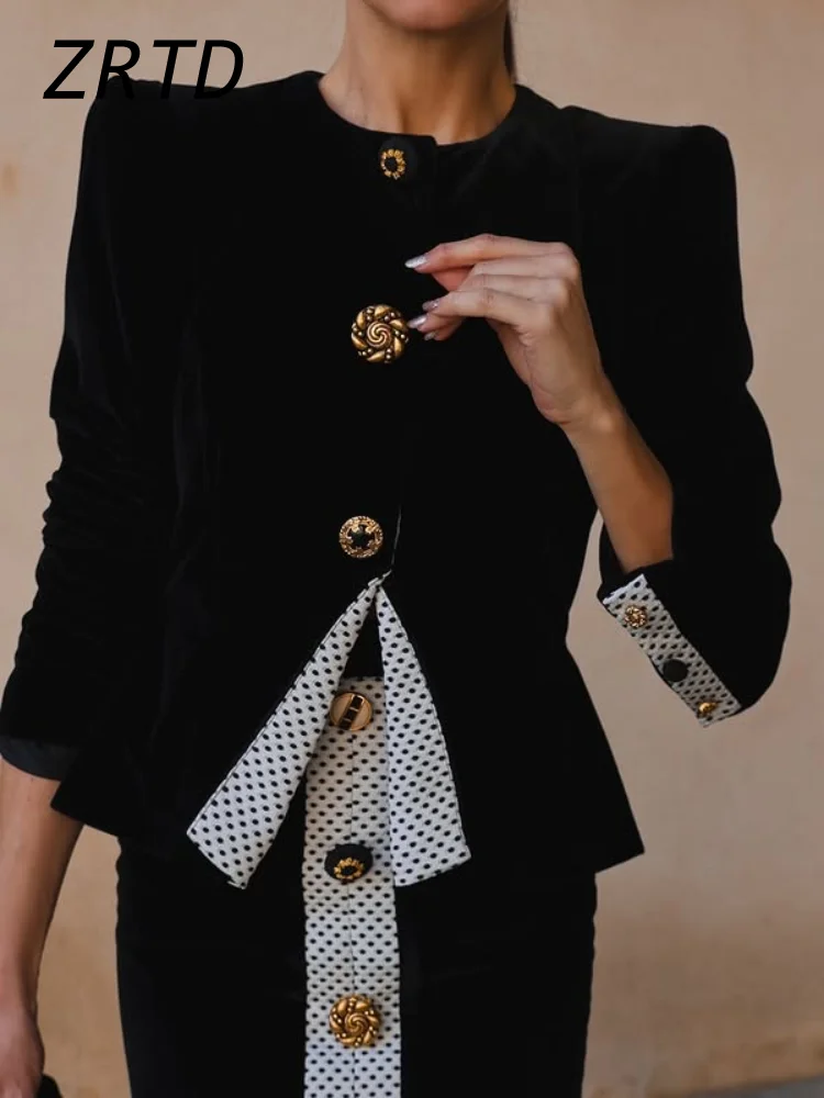 Элегантные бархатные комплекты с юбкой-курткой женские подплечники круглым