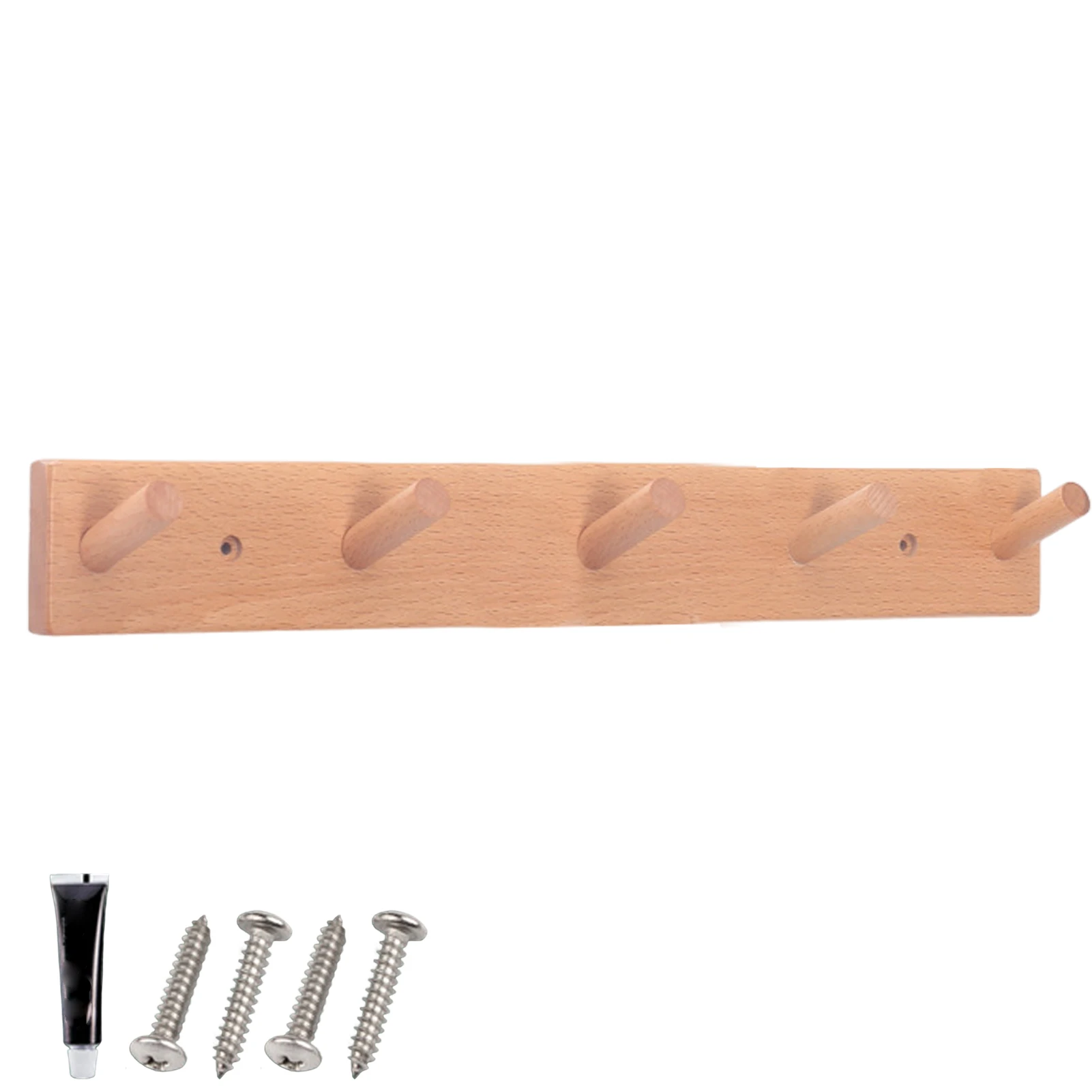 

2pcs Home Arc-shaped Wooden Hooks Screws Glue Umbrellas Jacket Coat Racks Robes Multifunction Dog Leash Wall Mounted Clothes