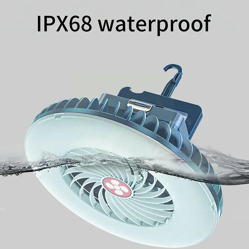 

2in1 LED Multifunctional Waterproof Tent Fan Rechargeable Portable Camping Fan Light Hiking USB Charging Lamp Light N6T9