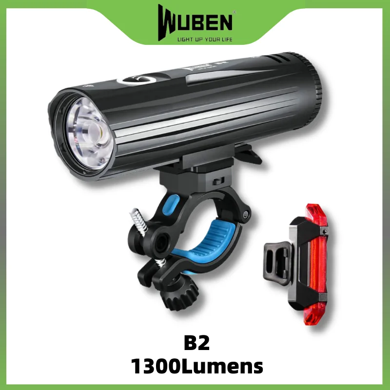 

WUBEN B2 Bicycle Light Type-C Rechargeable 1300Lumens 280 meters irradiation distance Night Riding Cycling LED Flashlight