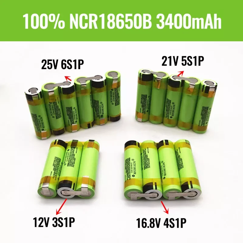 

Новый оригинальный аккумулятор NCR18650B 3400 мАч для аккумулятора 12 В 16,8 в 21 в, батарея для отвертки со сварным элементом, аккумулятор на заказ