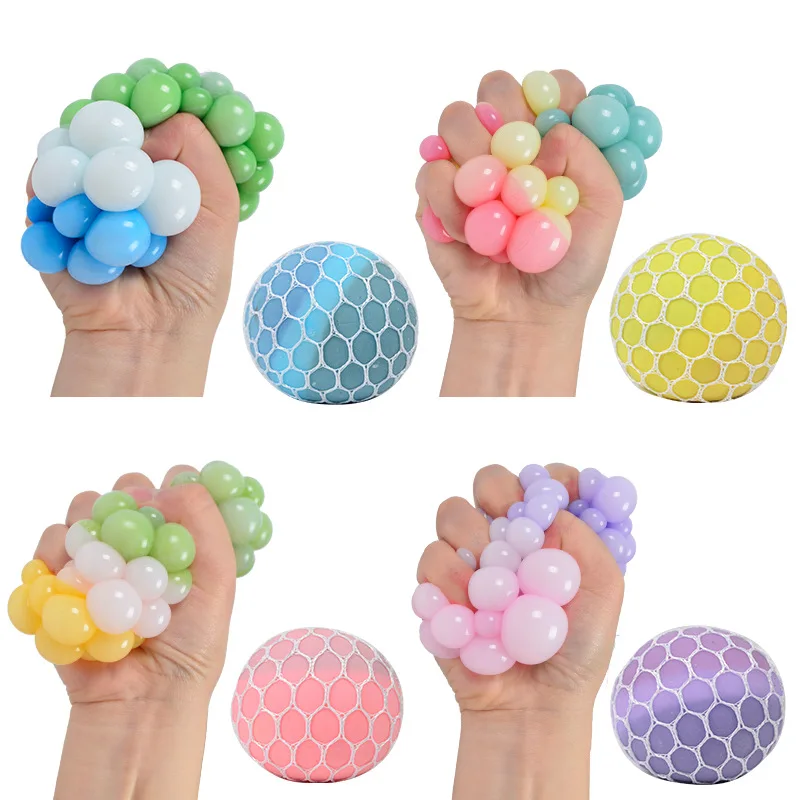 

2022 New Glitter Foam Led Colored Bead Grape Vent Ball Antistress Stress Relief Hand Fidget Toy Squishy Stressball For Kid Adult