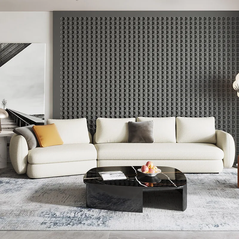 

Italian light luxury arc sofa, living room, combined corner, L-shaped modern simple special-shaped net red sofa