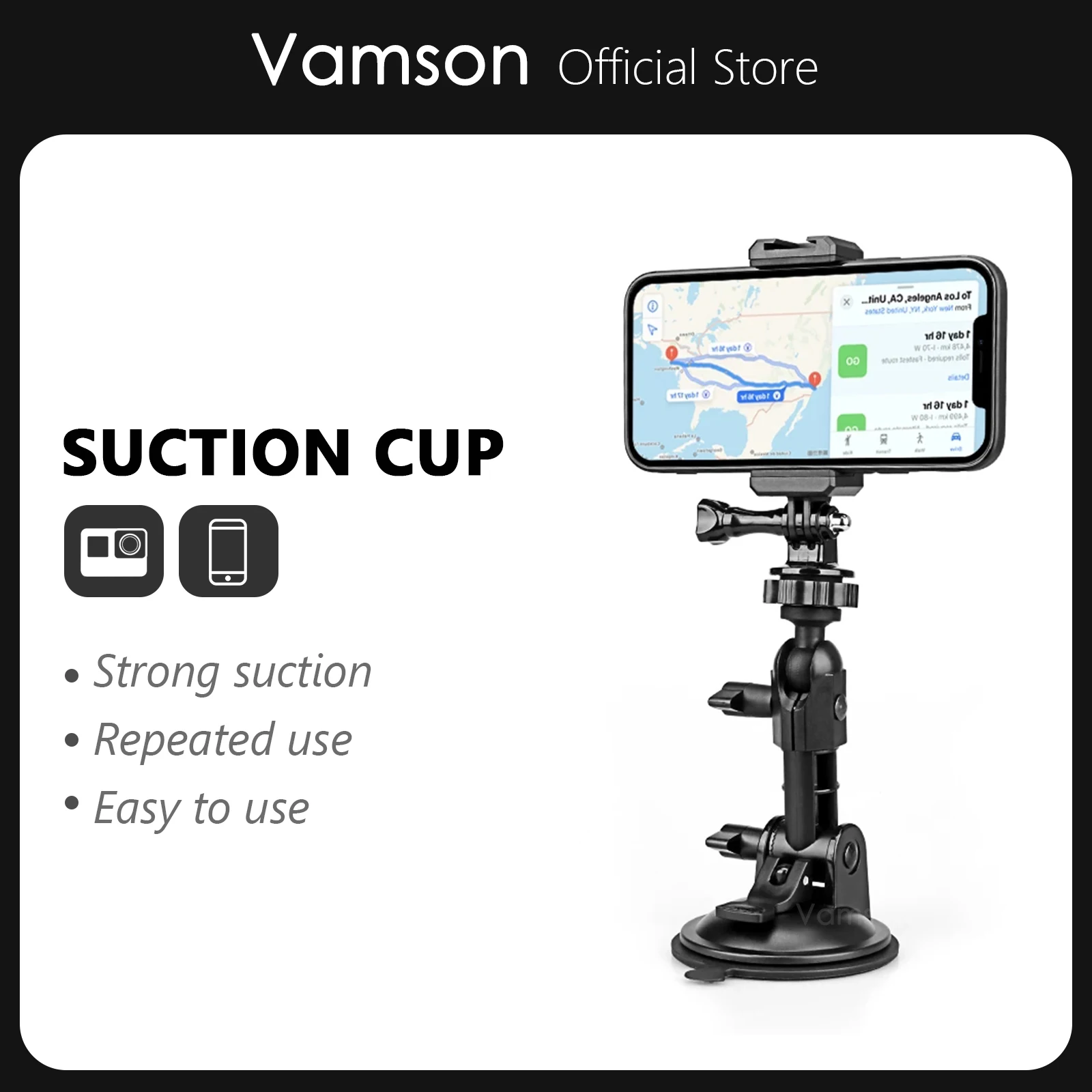 

Vamson for Gopro Accessories Suction Cup Camera Car Mount for Go Pro Hero 11 10 9 8 7 for DJI Osmo Action for Insta360 X3 One X2