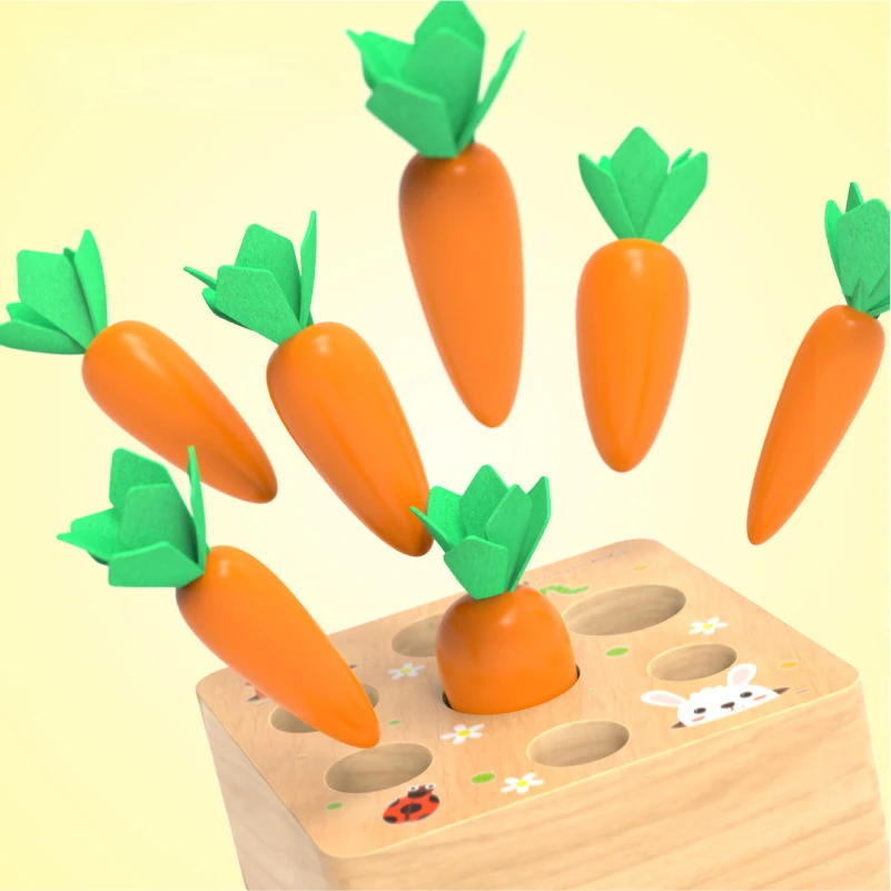 

Children's Simulated Radish Carrot Pulling Toy, Carrot Shape Match Game Montessori Shape Matching Toy