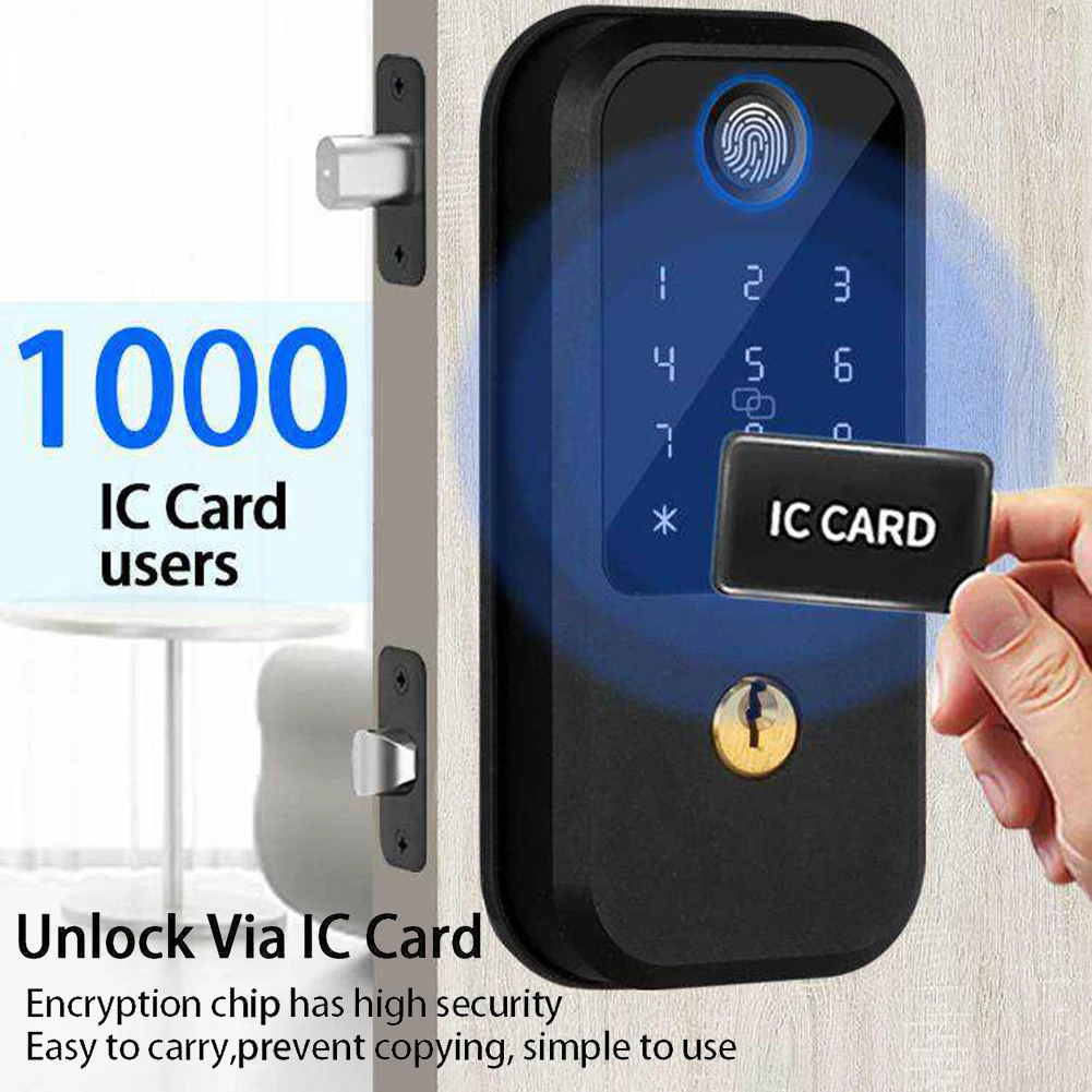 

Digital Smart Door Lock Passcode RFID Card Smart Home Security Door Lock Type-C Charging with Emergency Key Home Study Supplies