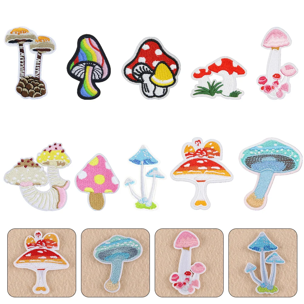

Mushroomapplique Diy Iron Embroidered Patch Badges Sew Clothes Appliques Floral Jeans Sewing Clothing Decorative Pants Badge