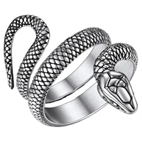 chainspro men women stainless steel18k gold platedblack snake ring retro punk gothic jewelry serpent reptile rings cp917