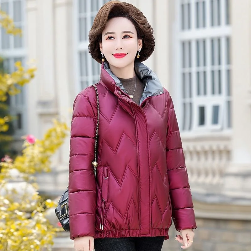 Middle aged mother's winter cotton padded jacket women's short 2022 new middle-aged and old people's autumn and winter