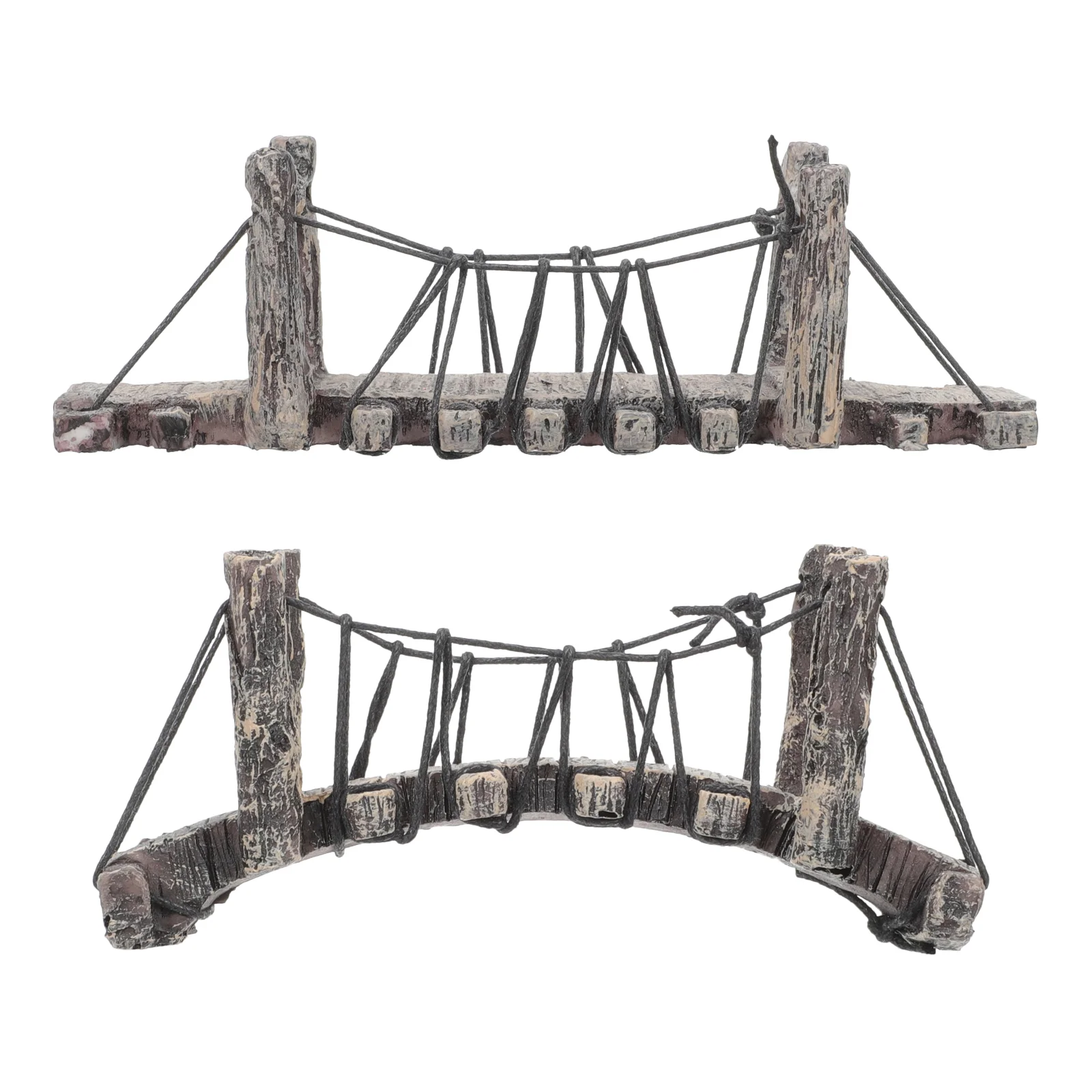 

2 Pcs Fish Tank Decor Resin Suspension Bridge Miniature Garden Decorations Garden Micro Decoration Fairy Gardening Decorations
