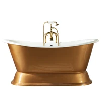 supply big size golden bathtub white color pedestal tub for 1 person