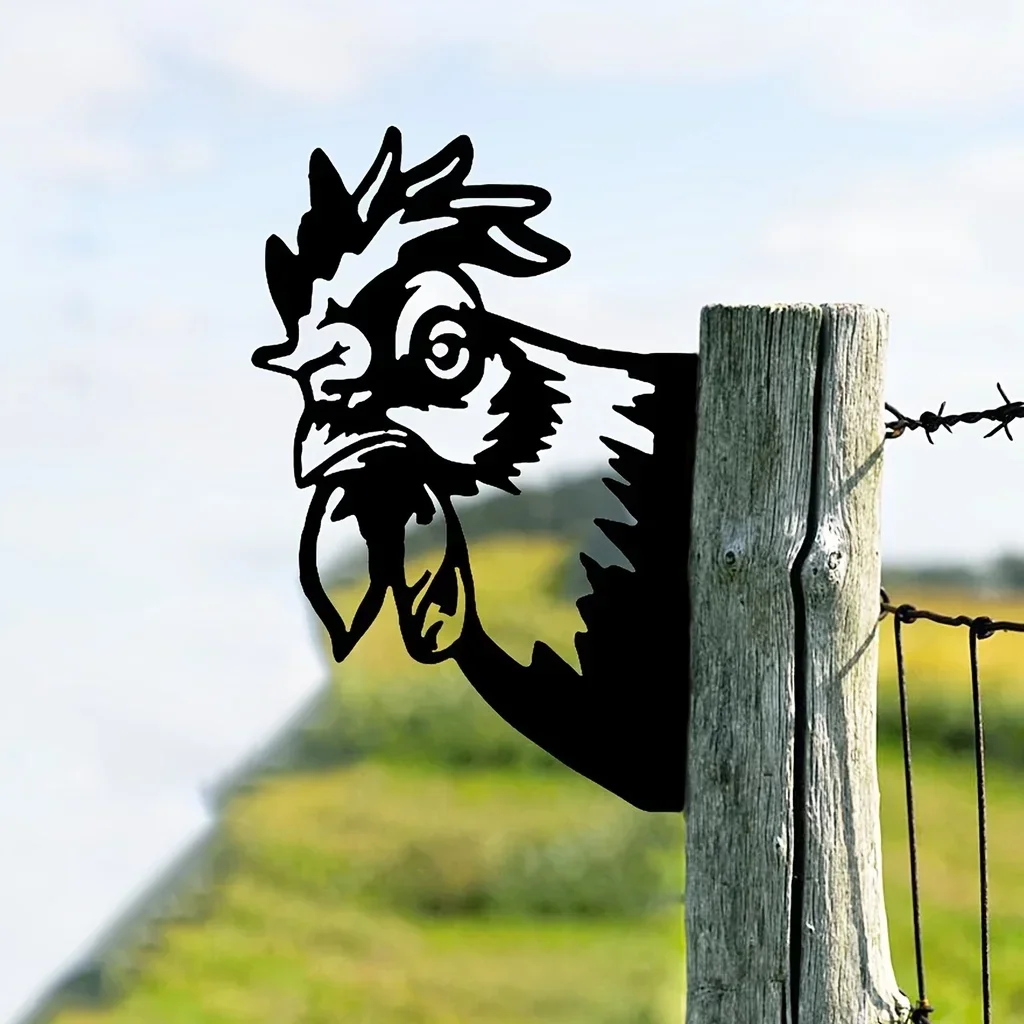 Фермерский шикарный силуэт головы петуха: Сделайте свой садовый декор для сада