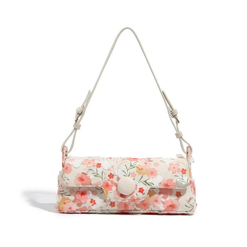 

Lace Flower Print Shoulder Bag For Women Spring Summer Luxury Armpit Bag Trendy Ladies Small Square Bag Handbag Baguette 7135