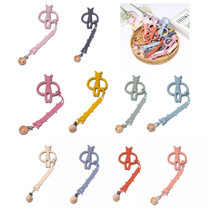 

Клип для соски Кролик Прорезыватель для зубов Игрушка для прорезывания зубов Новорожденный держатель для соски для мальчиков и