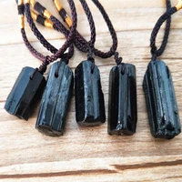natural black tourmaline stone necklace crystal black tourmaline pendant original stone ore specimen fashion jewelry accessories