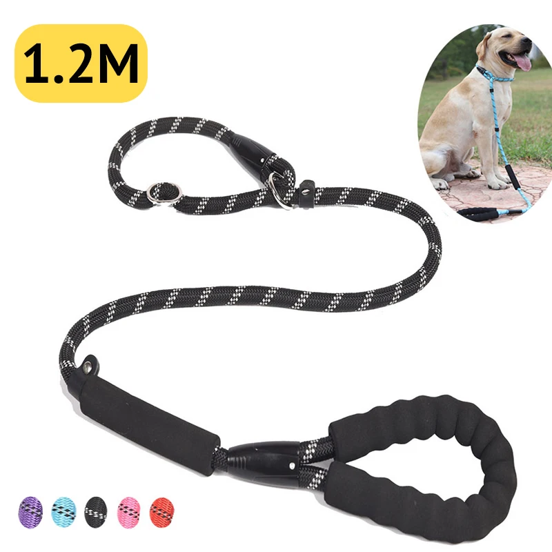 

Pet Dog Leash Double Handle Rope Reflective P Rope Pet Lead Walking Training Adjustable Neck Collar Leashes for Small Large Dogs