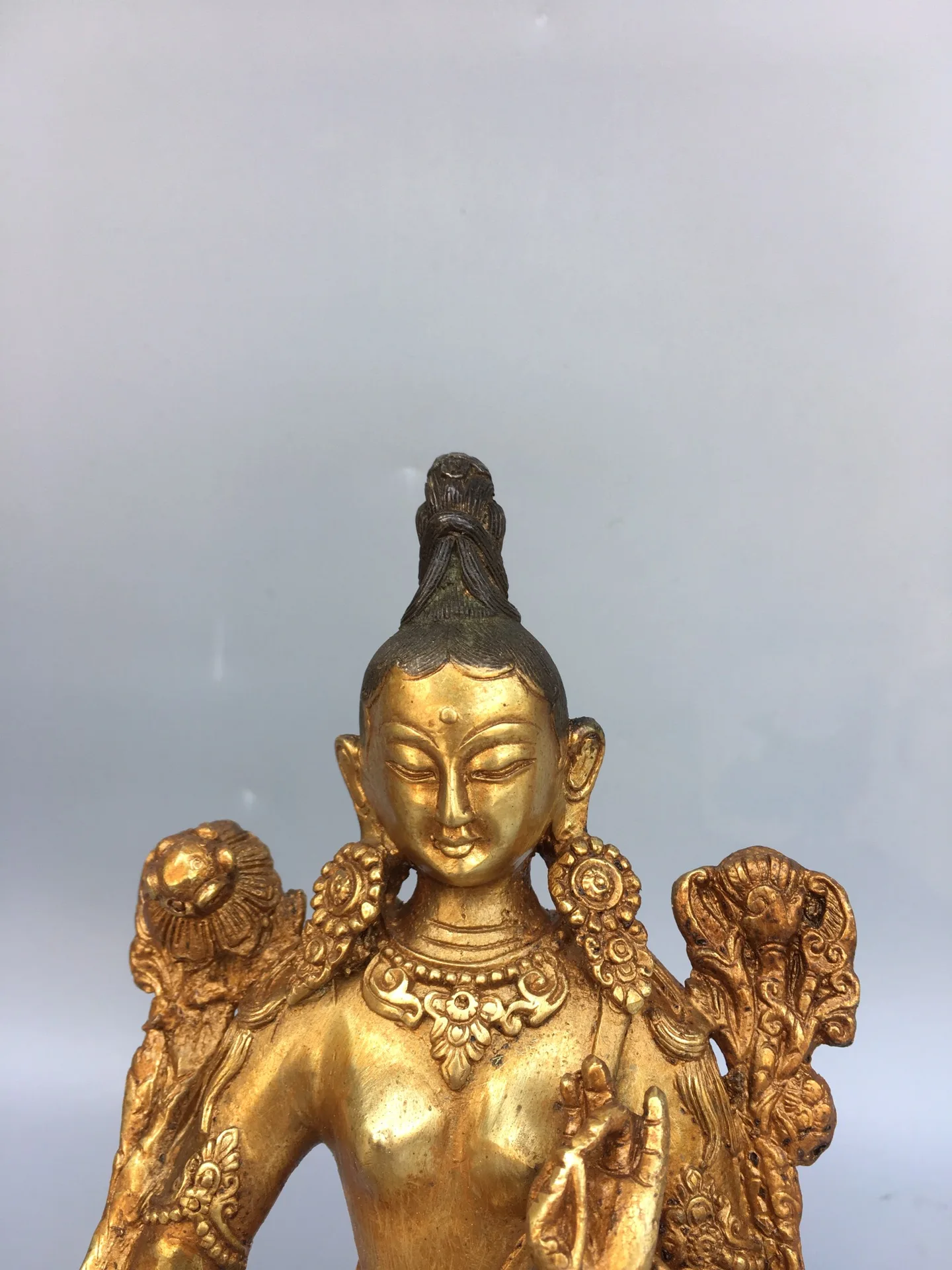 Коллекция тибетских храмов 7 дюймов старинная бронзовая позолоченная двадцать