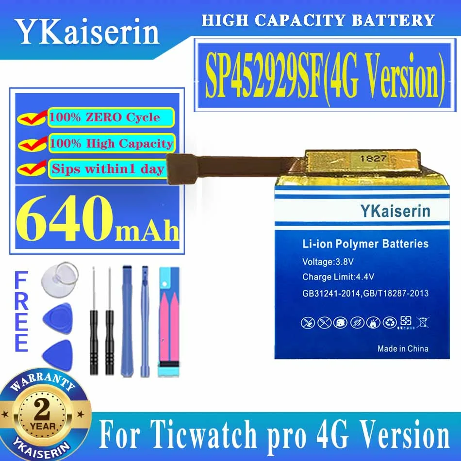 

YKaiserin Replacement Battery SP452929SF For Ticwatch pro Bluetooth/4G Version