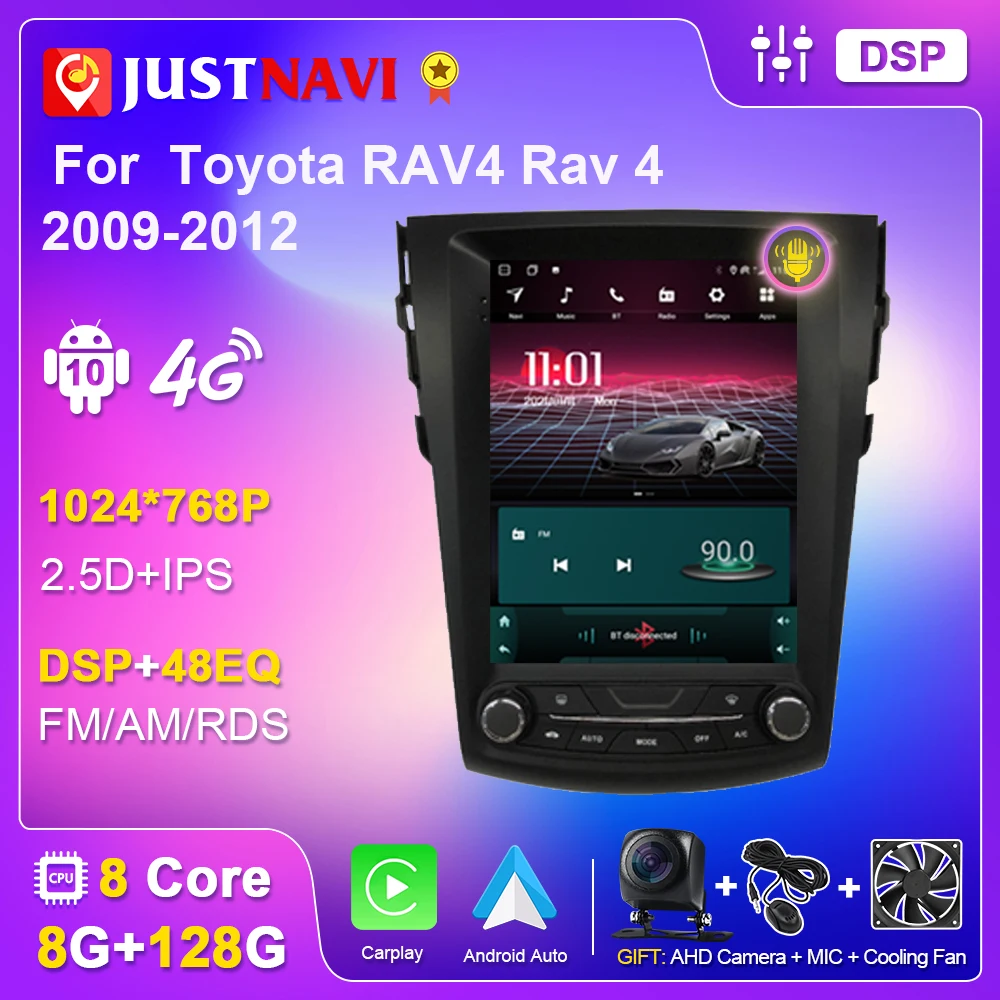 

Автомобильный радиоприемник JUSTNAVI для Toyota RAV4 Rav 4 2009-2012 Android 10, Tesla, вертикальный экран, мультимедийный DSP плеер, навигация GPS, без DVD