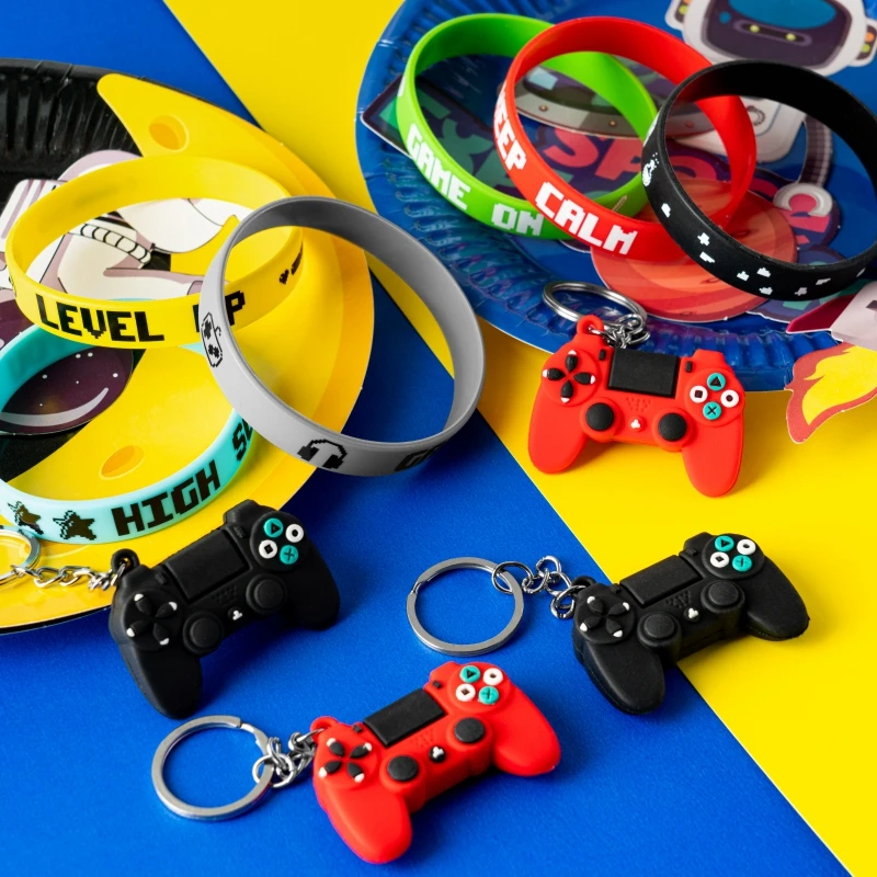 

24 шт./компл. простой брелок для геймпада для видеоигр и вечевечерние пастельный браслет с принтом Подвеска для рюкзака для детей и взрослых