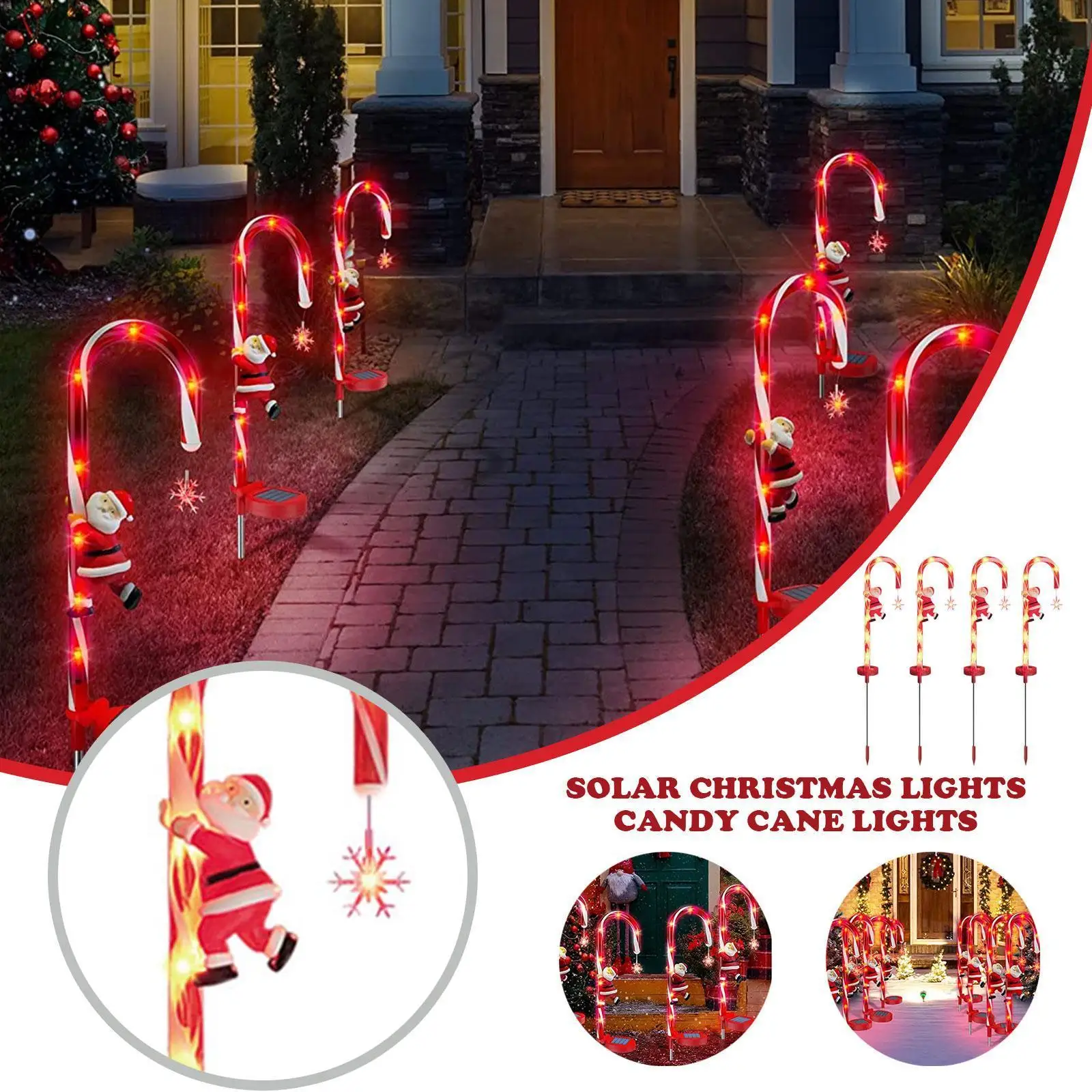 

Solar Christmas lights candy cane lights courtyard holiday lights decoration garden villa outdoor led lawn waterproof K2A3