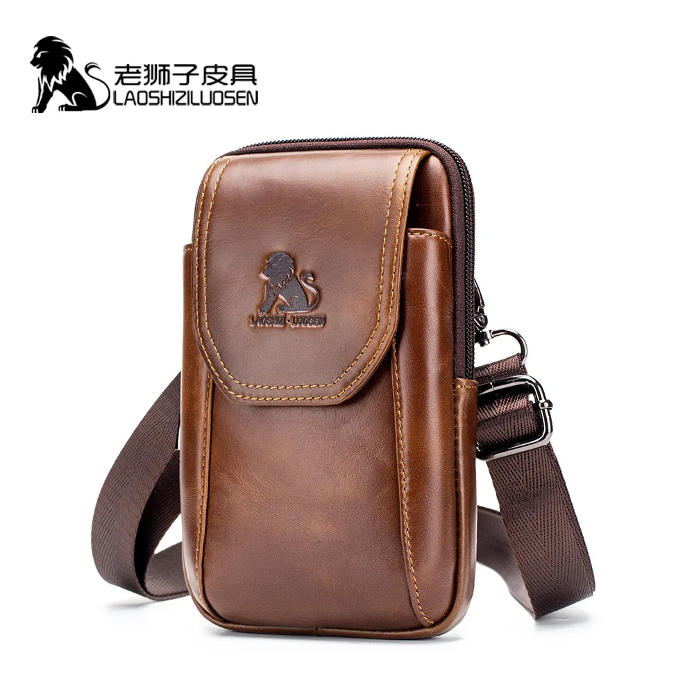 Luxury fashion men's single shoulder bag cowhide men can wear belt Waist Packs Crossbody Bags cross-functional bag