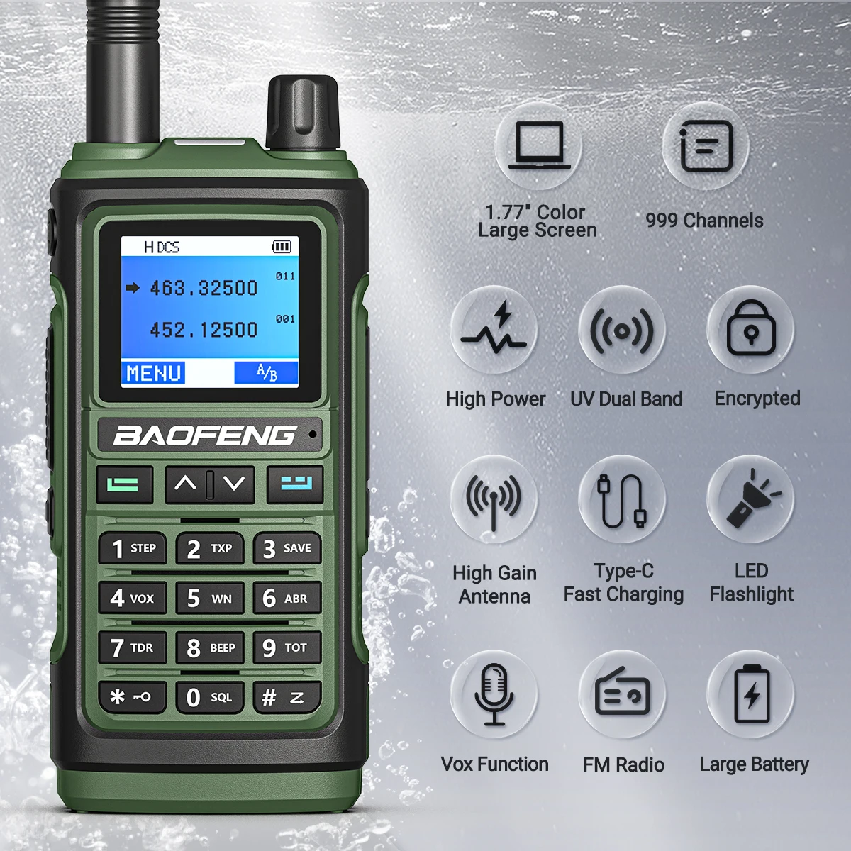Baofeng UV-17 Pro 10W Walkie Talkie 16 KM Long Range Portable Ham Radios FM Amateur Professional 2-Way Radio UHF VHF For HunTing